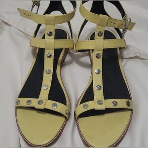 Rebecca Minkoff Yellow Studded T-Strap Sandals